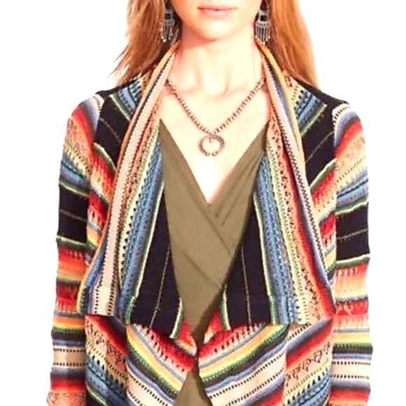 VTG POLO Ralph LAUREN Stripes Taos Multi Colored Serape Free Cozy Sweater SP EUC - Picture 2 of 16